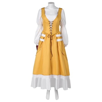 Final Fantasy XVI Aerith Gainsborough Yellow Dress Suit Cosplay Costume Halloween Carnival Outfit