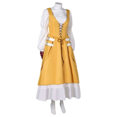 Final Fantasy XVI Aerith Gainsborough Yellow Dress Suit Cosplay Costume Halloween Carnival Outfit