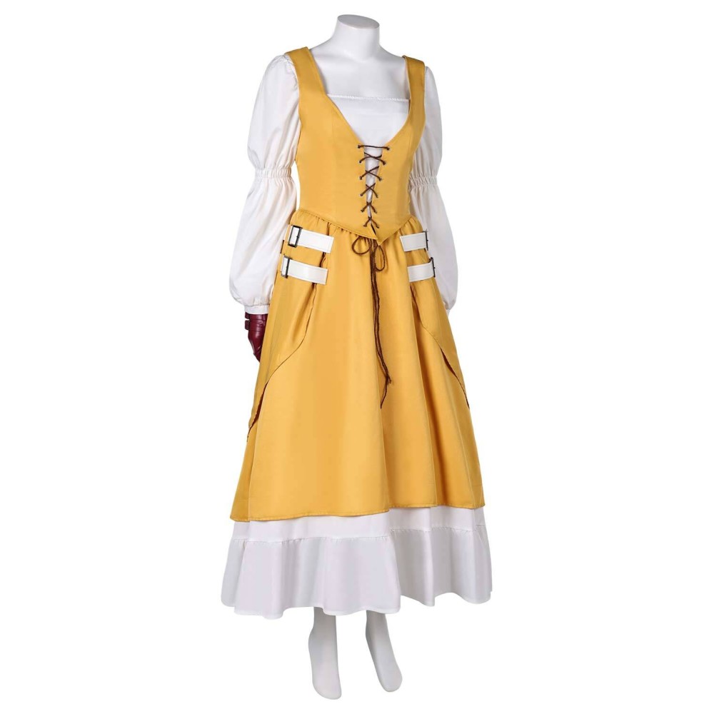 Final Fantasy XVI Aerith Gainsborough Yellow Dress Suit Cosplay Costume Halloween Carnival Outfit