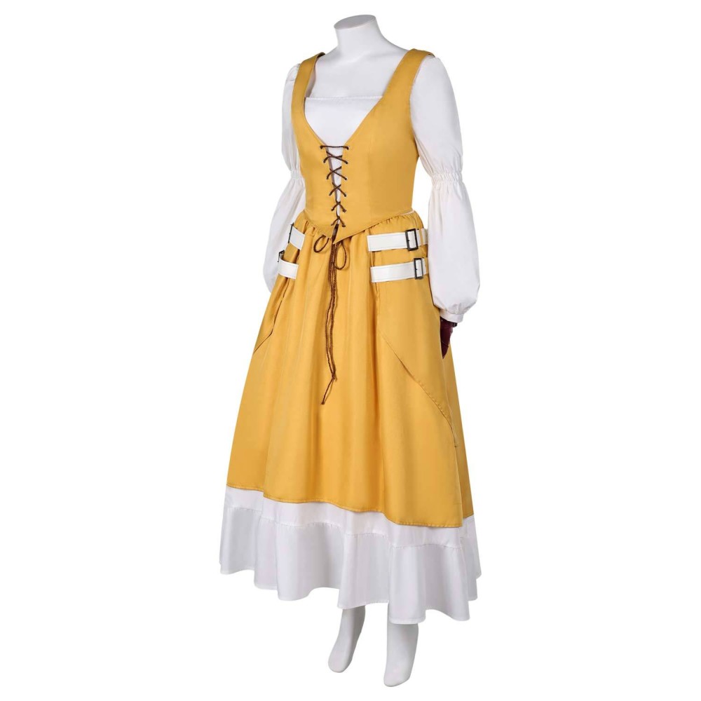 Final Fantasy XVI Aerith Gainsborough Yellow Dress Suit Cosplay Costume Halloween Carnival Outfit