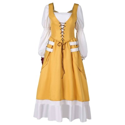 Final Fantasy XVI Aerith Gainsborough Yellow Dress Suit Cosplay Costume Halloween Carnival Outfit