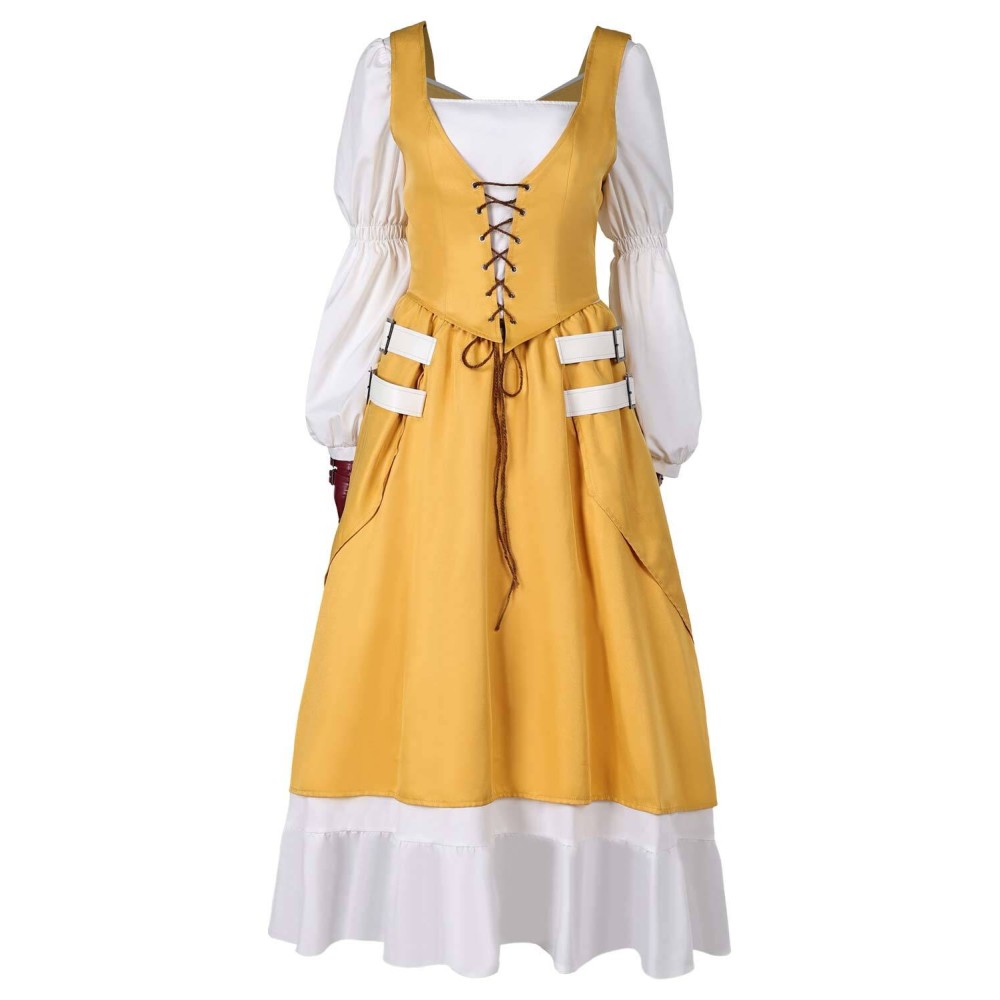 Final Fantasy XVI Aerith Gainsborough Yellow Dress Suit Cosplay Costume Halloween Carnival Outfit