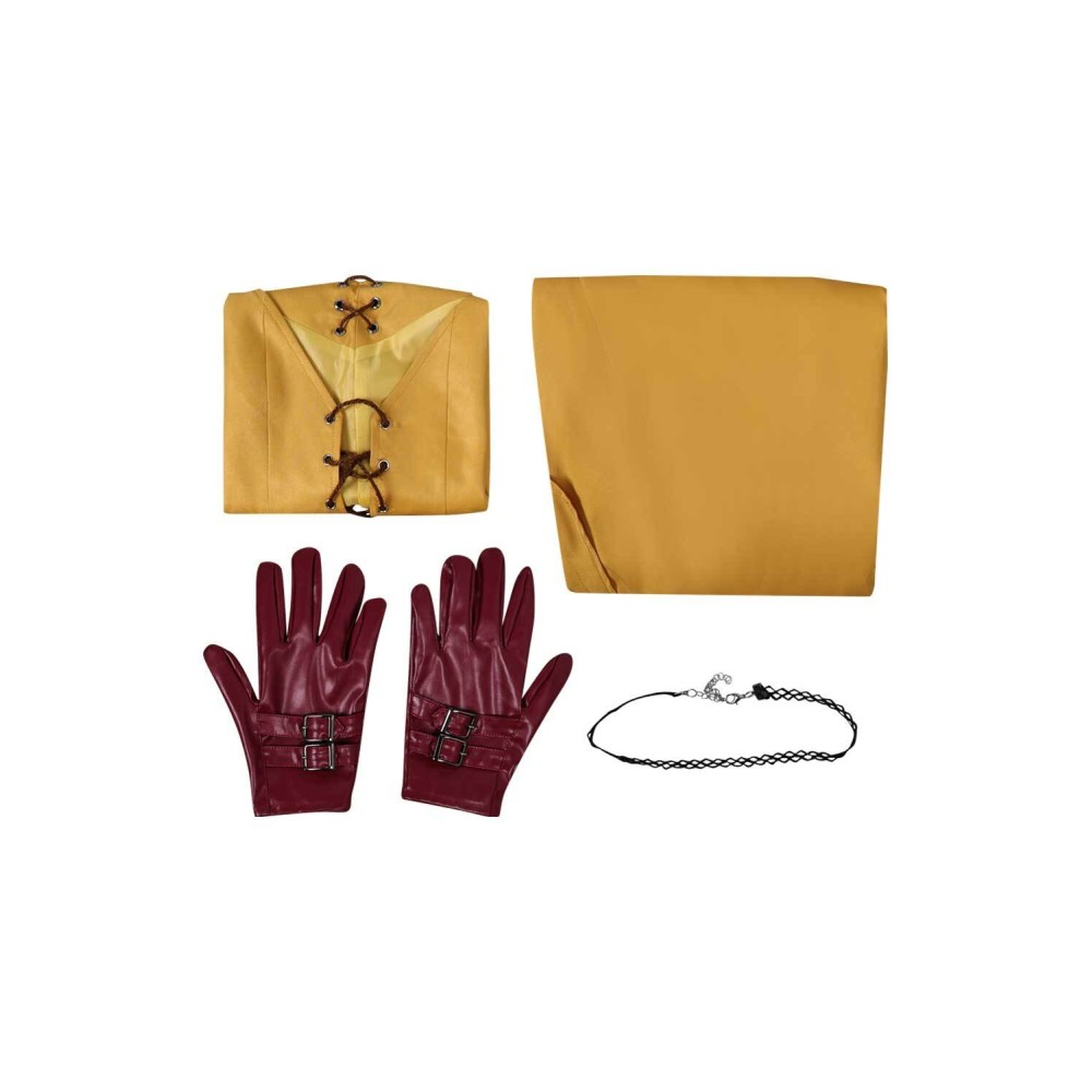 Final Fantasy XVI Aerith Gainsborough Yellow Dress Suit Cosplay Costume Halloween Carnival Outfit