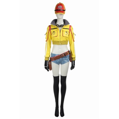 Final Fantasy XV Cindy Aurum Women Yellow Full Set Suit Cosplay Costume Halloween Carnival Outfit