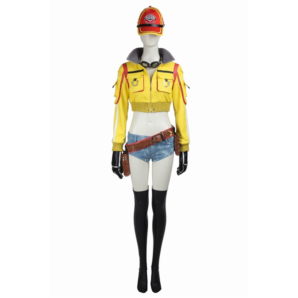 Final Fantasy XV Cindy Aurum Women Yellow Full Set Suit Cosplay Costume Halloween Carnival Outfit