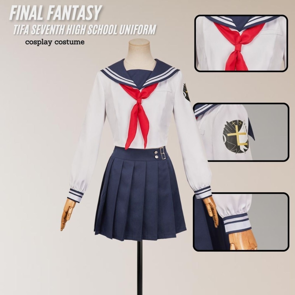 Final Fantasy VII Tifa Seventh High School Uniform JK Party Cosplay Costume Halloween Carnival Outfit