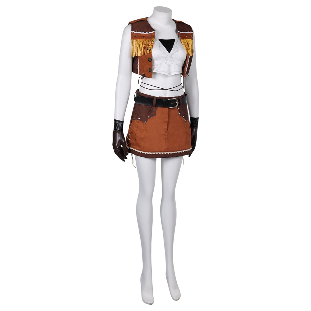 Final Fantasy VII Tifa Lockhart Denim Suit Cosplay Costume Halloween Carnival Outfit