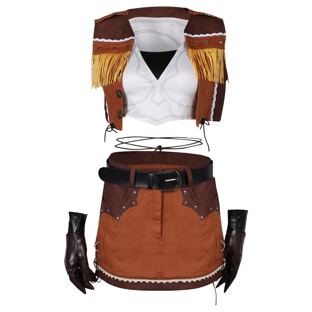 Final Fantasy VII Tifa Lockhart Denim Suit Cosplay Costume Halloween Carnival Outfit
