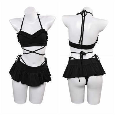 Final Fantasy VII Tifa Black Skirt Swimsuit 2 Pcs Cosplay Costume Halloween Carnival Outfit
