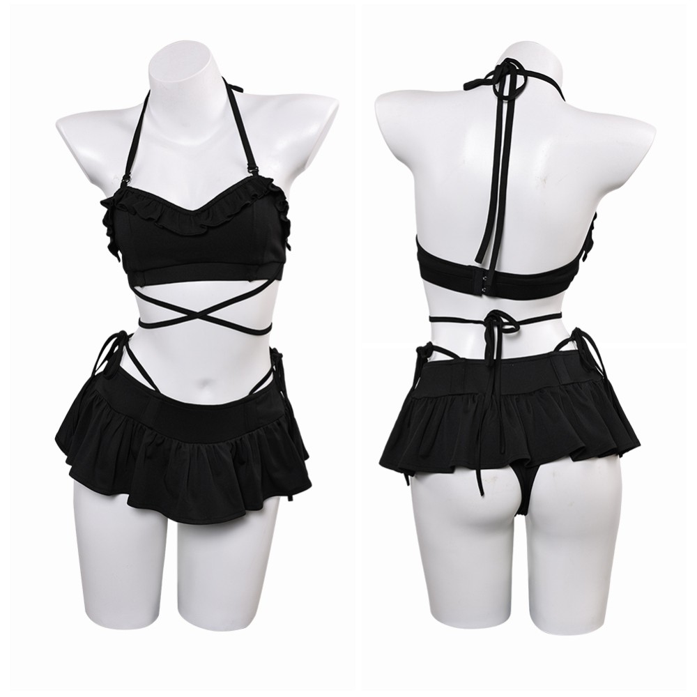 Final Fantasy VII Tifa Black Skirt Swimsuit 2 Pcs Cosplay Costume Halloween Carnival Outfit
