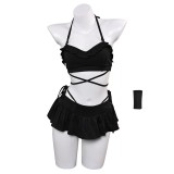 Final Fantasy VII Tifa Black Skirt Swimsuit 2 Pcs Cosplay Costume Halloween Carnival Outfit