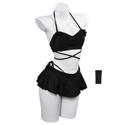 Final Fantasy VII Tifa Black Skirt Swimsuit 2 Pcs Cosplay Costume Halloween Carnival Outfit