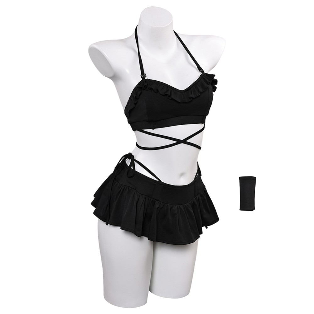 Final Fantasy VII Tifa Black Skirt Swimsuit 2 Pcs Cosplay Costume Halloween Carnival Outfit