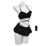 Final Fantasy VII Tifa Black Skirt Swimsuit 2 Pcs Cosplay Costume Halloween Carnival Outfit