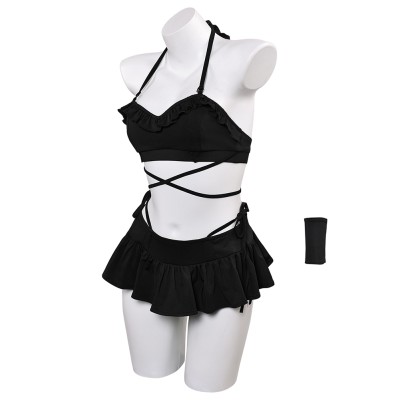 Final Fantasy VII Tifa Black Skirt Swimsuit 2 Pcs Cosplay Costume Halloween Carnival Outfit