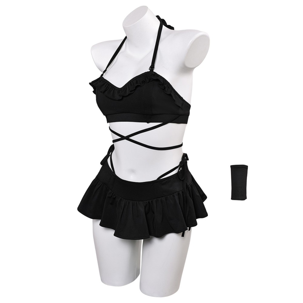 Final Fantasy VII Tifa Black Skirt Swimsuit 2 Pcs Cosplay Costume Halloween Carnival Outfit