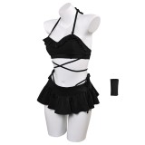 Final Fantasy VII Tifa Black Skirt Swimsuit 2 Pcs Cosplay Costume Halloween Carnival Outfit