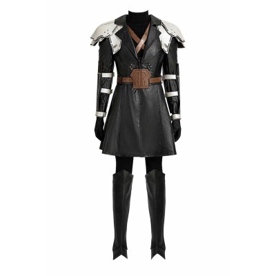 Final Fantasy VII Sephiroth Black Top Pants Full Set Suit Cosplay Costume Halloween Carnival Outfit