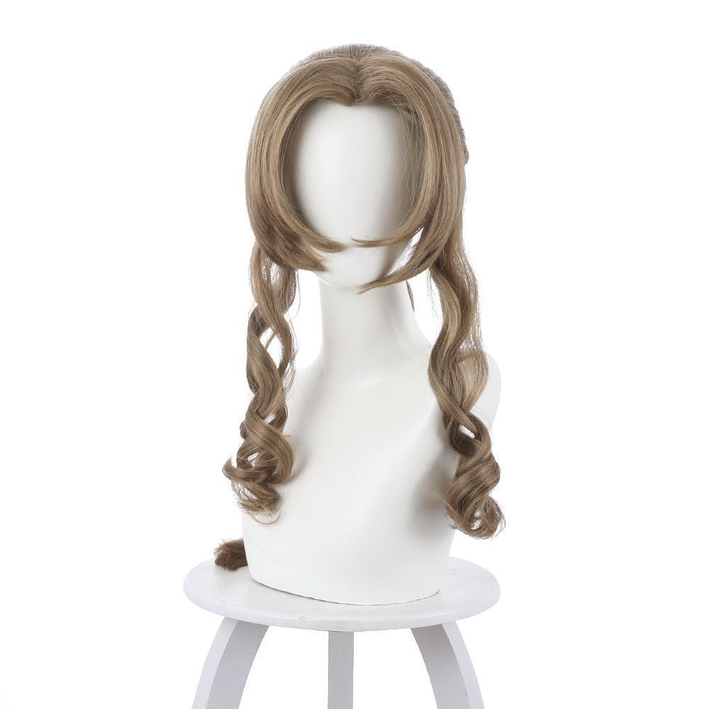 Final Fantasy VII Remake Aeris Aerith Gainsborough Dark Brown Long Wig Wig Cosplay Costume Halloween Carnival