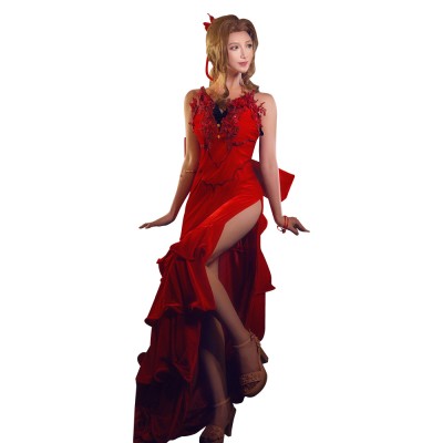 Final Fantasy VII Remake Aerith Aeris Gainsborough Suit Cosplay Costume Halloween Carnival Outfit