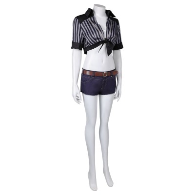 Final Fantasy VII Rebirth Tifa Lockhart Black Striped Sunscreen Cropped Swimsuit Suit Cosplay Costume Halloween Carnival Outfit