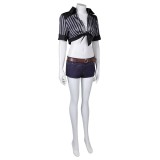 Final Fantasy VII Rebirth Tifa Lockhart Black Striped Sunscreen Cropped Swimsuit Suit Cosplay Costume Halloween Carnival Outfit