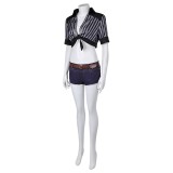 Final Fantasy VII Rebirth Tifa Lockhart Black Striped Sunscreen Cropped Swimsuit Suit Cosplay Costume Halloween Carnival Outfit