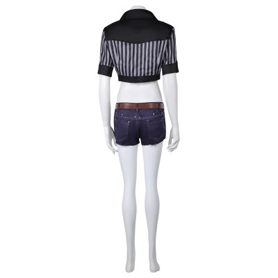 Final Fantasy VII Rebirth Tifa Lockhart Black Striped Sunscreen Cropped Swimsuit Suit Cosplay Costume Halloween Carnival Outfit