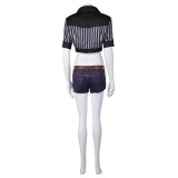 Final Fantasy VII Rebirth Tifa Lockhart Black Striped Sunscreen Cropped Swimsuit Suit Cosplay Costume Halloween Carnival Outfit
