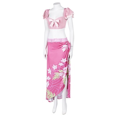 Final Fantasy VII Rebirth Aerith Gainsborough Printed Sunscreen Beach Skirt Set Suit Cosplay Costume Halloween Carnival Outfit