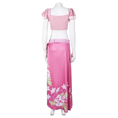 Final Fantasy VII Rebirth Aerith Gainsborough Printed Sunscreen Beach Skirt Set Suit Cosplay Costume Halloween Carnival Outfit