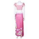 Final Fantasy VII Rebirth Aerith Gainsborough Printed Sunscreen Beach Skirt Set Suit Cosplay Costume Halloween Carnival Outfit