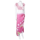 Final Fantasy VII Rebirth Aerith Gainsborough Printed Sunscreen Beach Skirt Set Suit Cosplay Costume Halloween Carnival Outfit