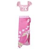 Final Fantasy VII Rebirth Aerith Gainsborough Printed Sunscreen Beach Skirt Set Suit Cosplay Costume Halloween Carnival Outfit