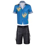 Final Fantasy VII Cloud Strife Cloud Chocobo Printed Blue Beach Shirt Suit Cosplay Costume Halloween Carnival Outfit