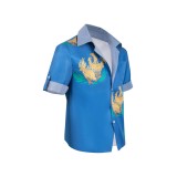 Final Fantasy VII Cloud Strife Cloud Chocobo Printed Blue Beach Shirt Suit Cosplay Costume Halloween Carnival Outfit