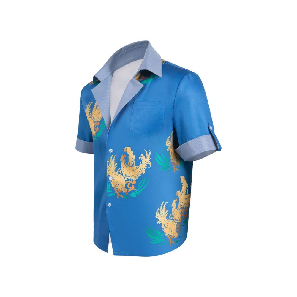 Final Fantasy VII Cloud Strife Cloud Chocobo Printed Blue Beach Shirt Suit Cosplay Costume Halloween Carnival Outfit