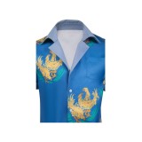 Final Fantasy VII Cloud Strife Cloud Chocobo Printed Blue Beach Shirt Suit Cosplay Costume Halloween Carnival Outfit