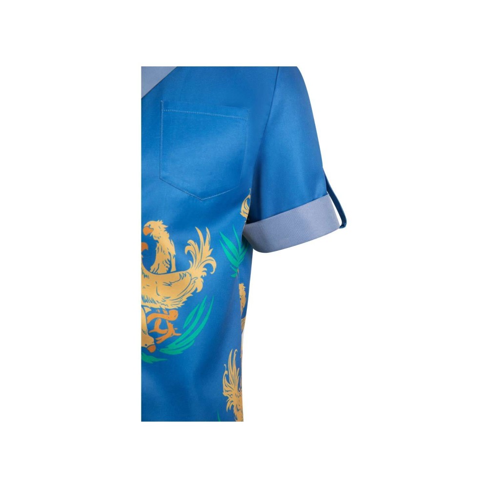 Final Fantasy VII Cloud Strife Cloud Chocobo Printed Blue Beach Shirt Suit Cosplay Costume Halloween Carnival Outfit