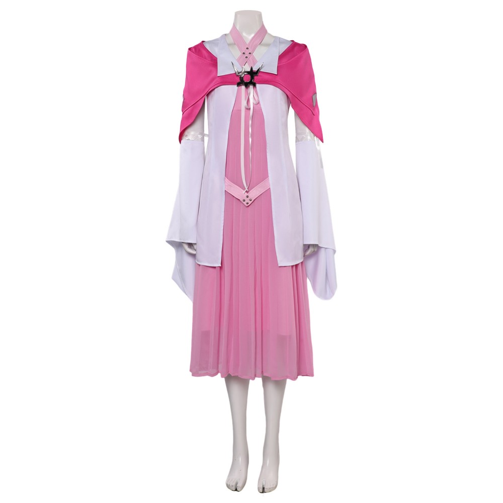 Final Fantasy VII Aerith Gainsborough Pink Dress With Shawl Suit Cosplay Costume Halloween Carnival Outfit