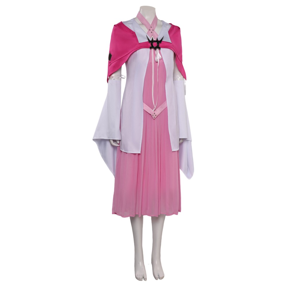Final Fantasy VII Aerith Gainsborough Pink Dress With Shawl Suit Cosplay Costume Halloween Carnival Outfit