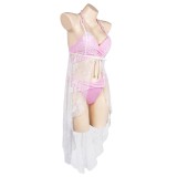 Final Fantasy VII Aerith Gainsborough Pink Bikini Beach Swimsuit Suit Cosplay Costume Halloween Carnival Outfit