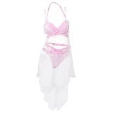 Final Fantasy VII Aerith Gainsborough Pink Bikini Beach Swimsuit Suit Cosplay Costume Halloween Carnival Outfit