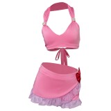 Final Fantasy VII Aerith Gainsborough 2 Pics Set Swimsuit Suit Cosplay Costume Halloween Carnival Outfit
