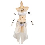 Final Fantasy Tifa Lockhart White Mesh Cover Ups Swimsuit Set Suit Cosplay Costume Halloween Carnival Outfit