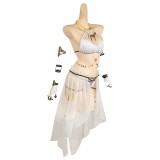 Final Fantasy Tifa Lockhart White Mesh Cover Ups Swimsuit Set Suit Cosplay Costume Halloween Carnival Outfit