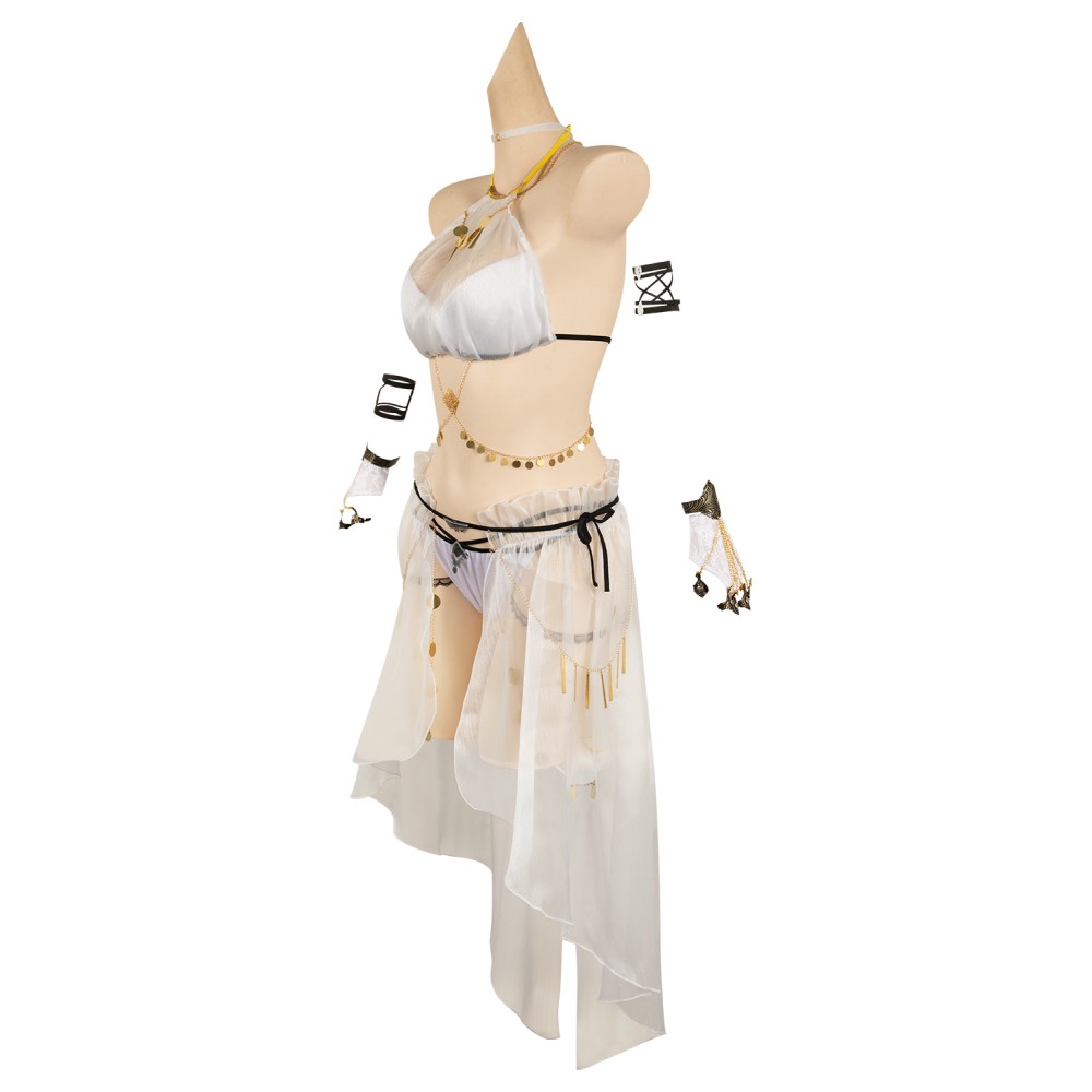 Final Fantasy Tifa Lockhart White Mesh Cover Ups Swimsuit Set Suit Cosplay Costume Halloween Carnival Outfit