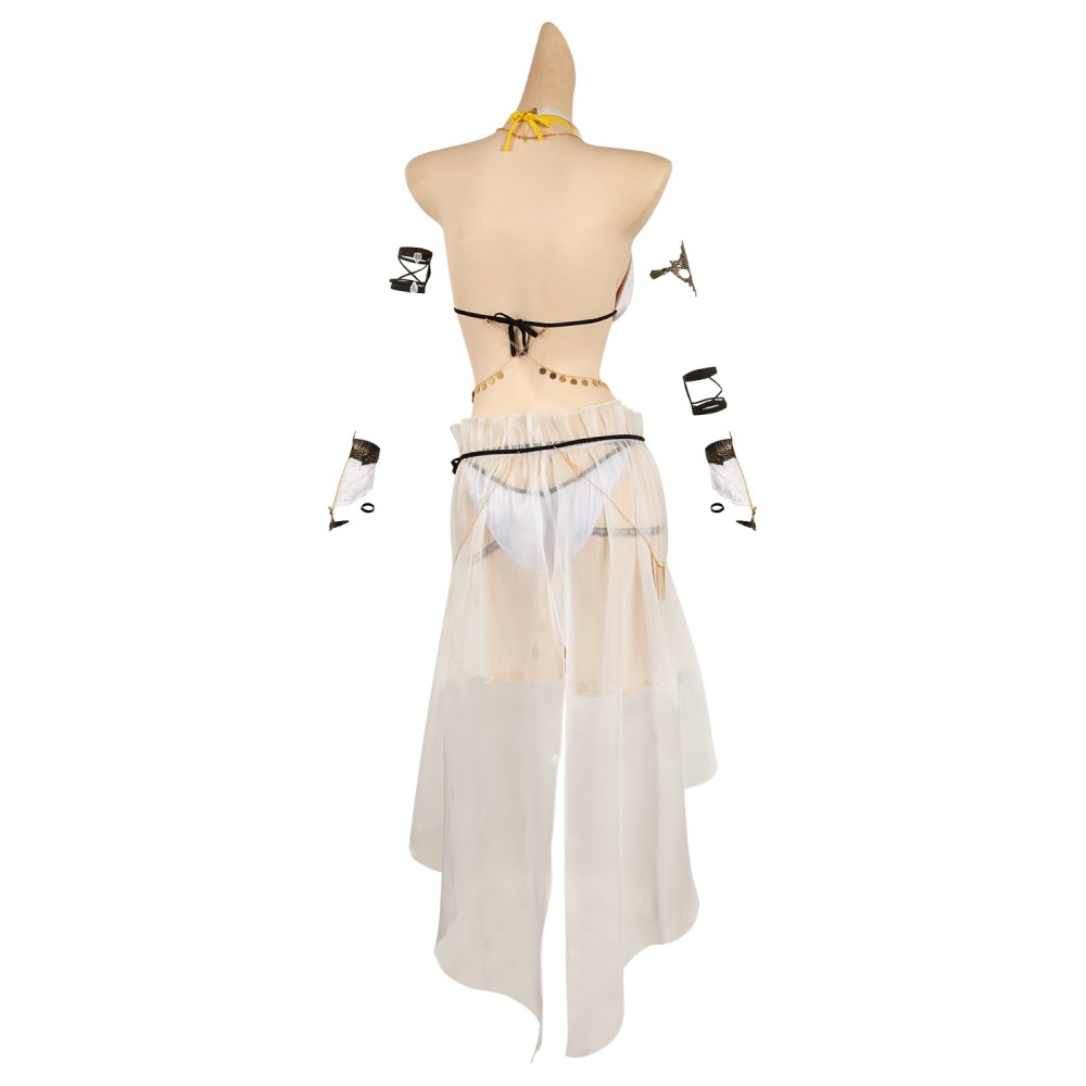 Final Fantasy Tifa Lockhart White Mesh Cover Ups Swimsuit Set Suit Cosplay Costume Halloween Carnival Outfit