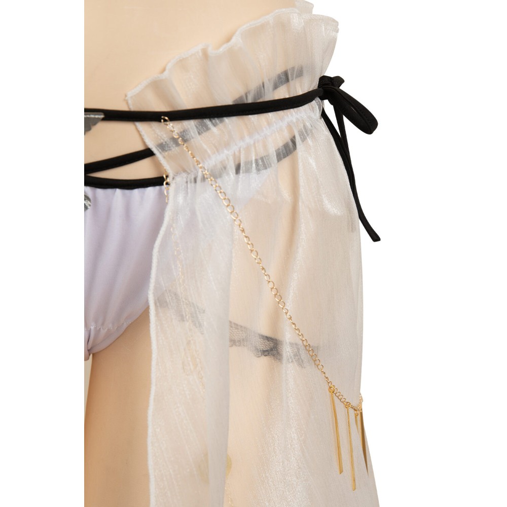 Final Fantasy Tifa Lockhart White Mesh Cover Ups Swimsuit Set Suit Cosplay Costume Halloween Carnival Outfit