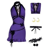 Final Fantasy Tifa Lockhart Purple Halter Neck Dress Cosplay Costume Halloween Carnival Outfit